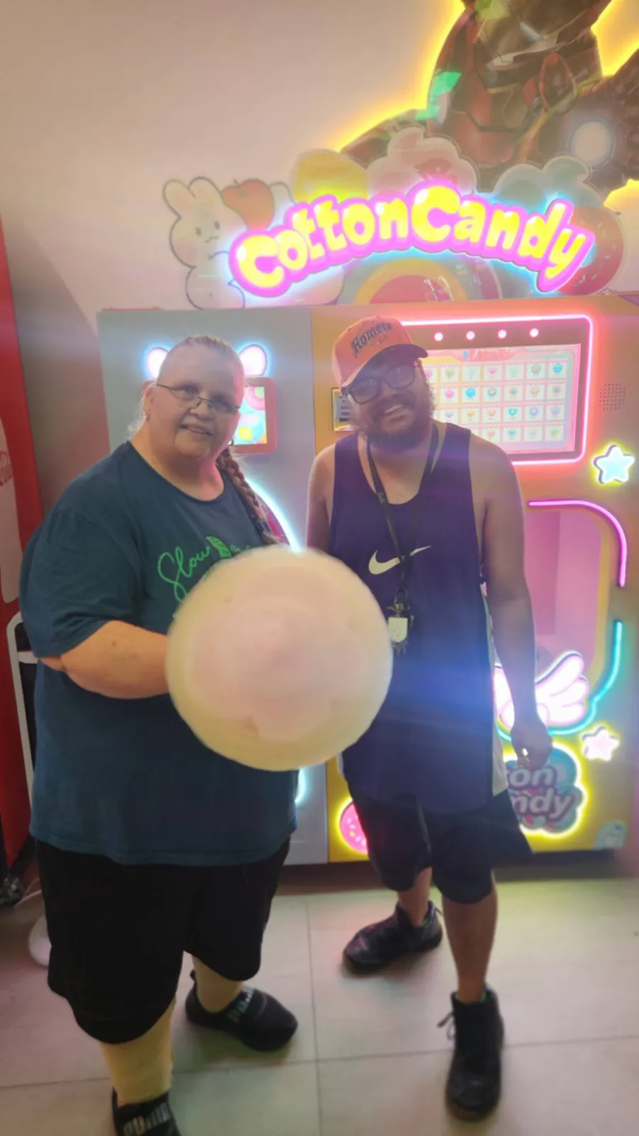 Friends at the cotton candy machine