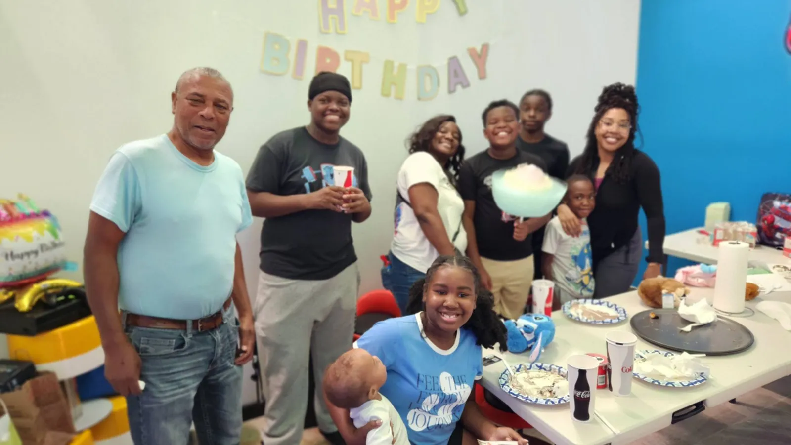 Birthday party group in the private party room