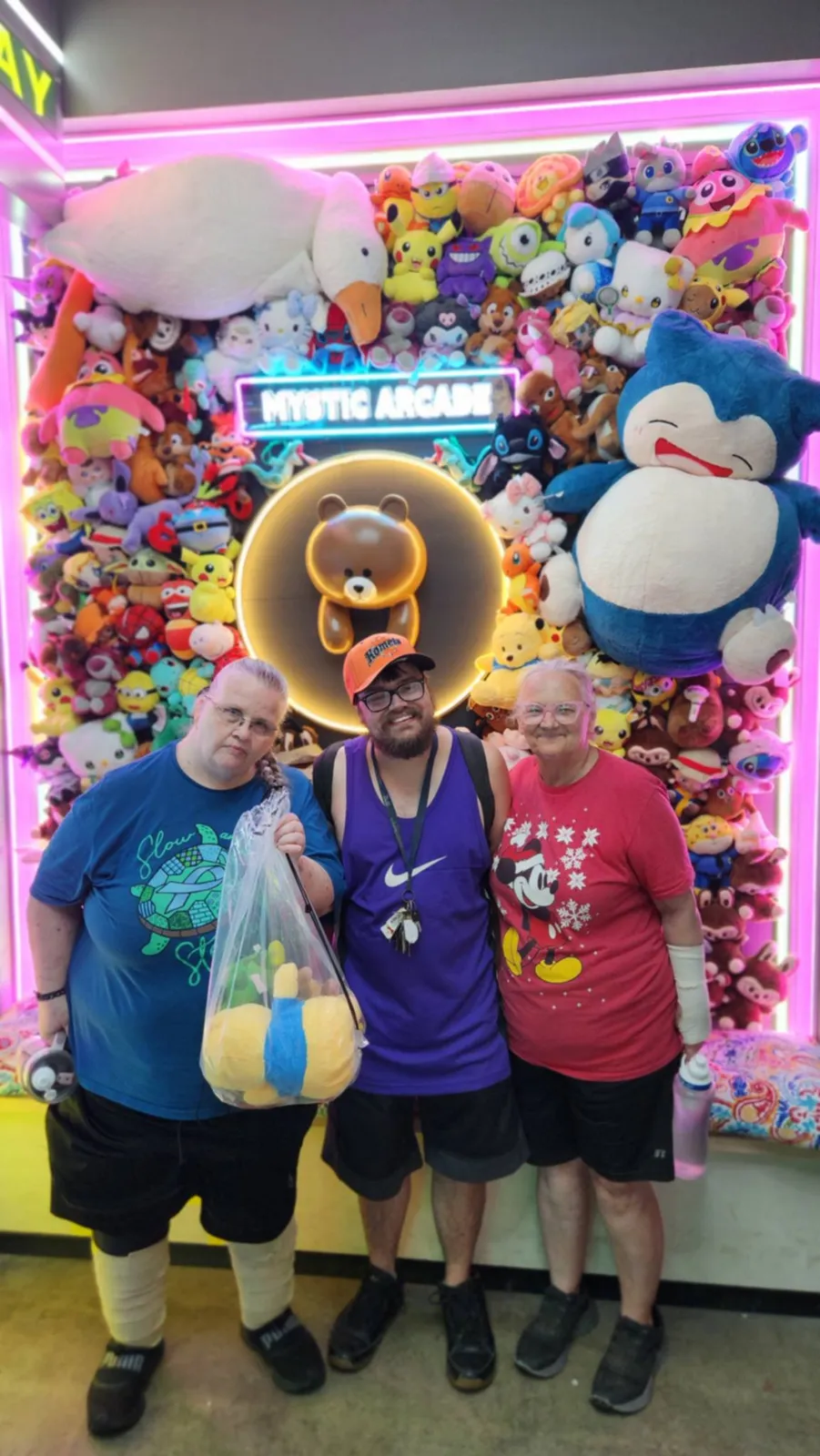 Family with a bag full of prizes