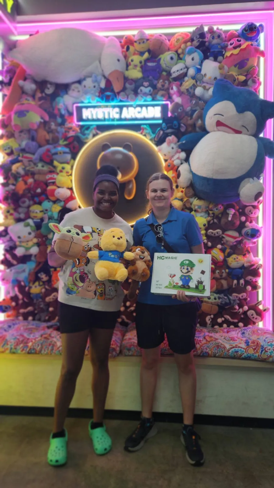 Winners with plush and game prizes