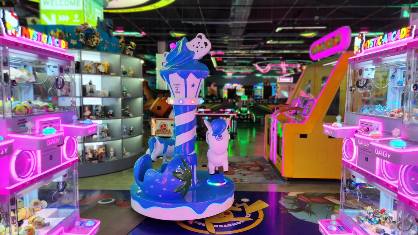Kiddie rides and claw machines
