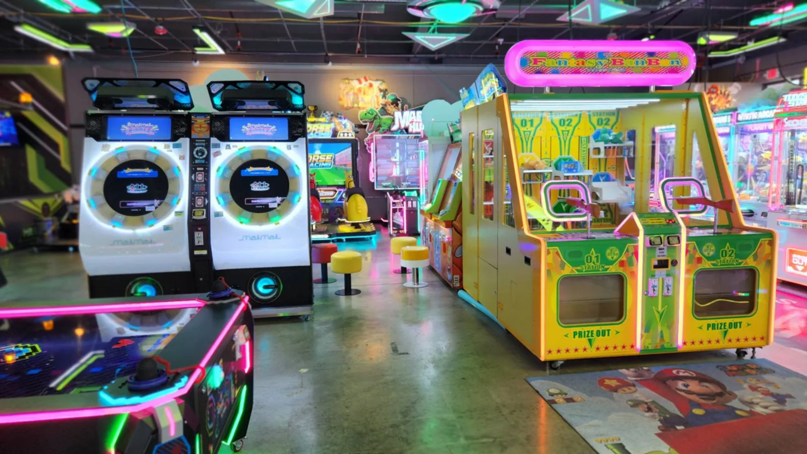 Play card kiosks and game floor